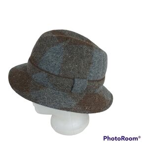 VINTAGE unisex PARIS ELEGANCE wool plaid hat Made in France